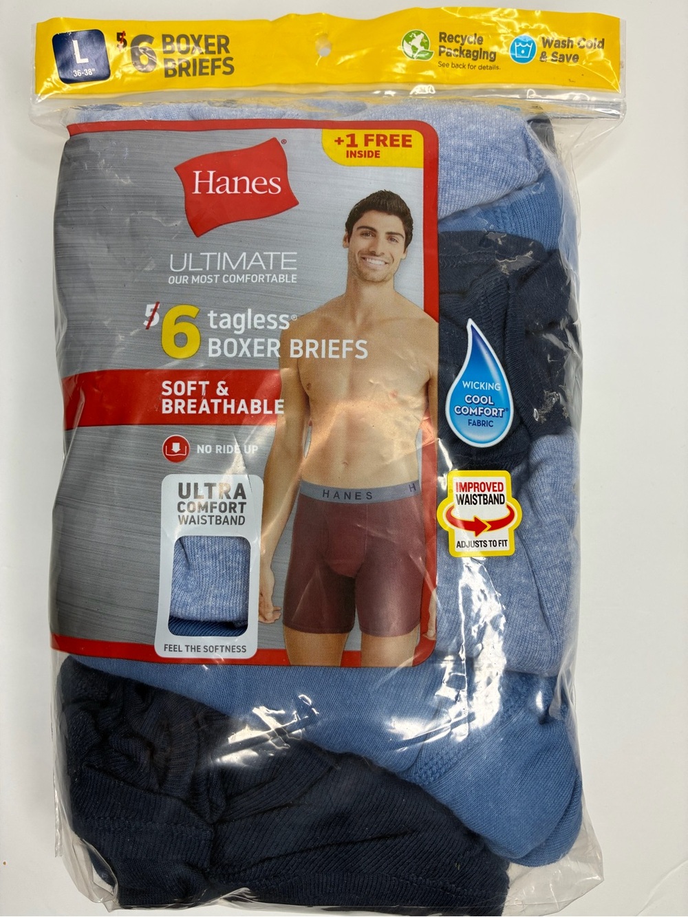 Hanes Men's Boxer Briefs Pack - Light Blue & Navy 6pk.